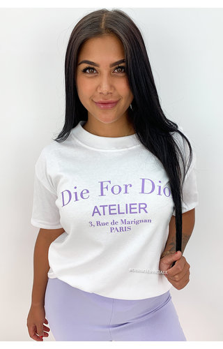 WHITE LILA - 'DIE FOR DIOR' - PREMIUM QUALITY OVERSIZED INSPIRED TEE WHITE LILA - 'DIE FOR DIOR' - PREMIUM QUALITY OVERSIZED INSPIRED TEE