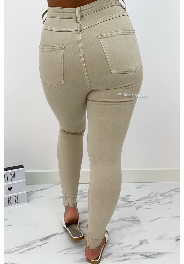 QUEEN HEARTS JEANS - BEIGE - PERFECT SUPER HIGH WAIST - 9171