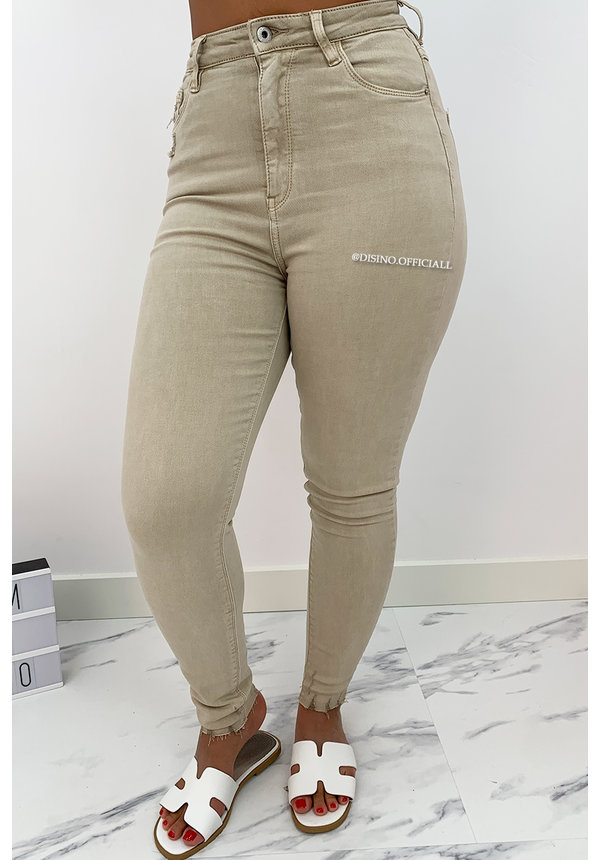 QUEEN HEARTS JEANS - BEIGE - PERFECT SUPER HIGH WAIST - 9171