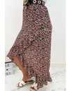 PINK - 'LAROSAS' - FLORAL RUFFLE MAXI SKIRT