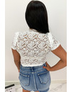 WHITE - 'MAIKE' - ALL OVER LACE SHORT SLEEVE TOP