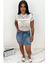 WHITE - 'MAIKE' - ALL OVER LACE SHORT SLEEVE TOP