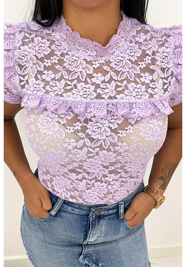 LILA - 'MAIKE' - ALL OVER LACE SHORT SLEEVE TOP