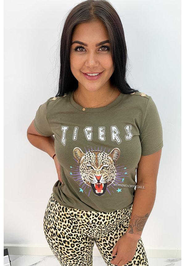 KHAKI GREEN - 'FUNKY TIGERS' - INSPIRED TEE