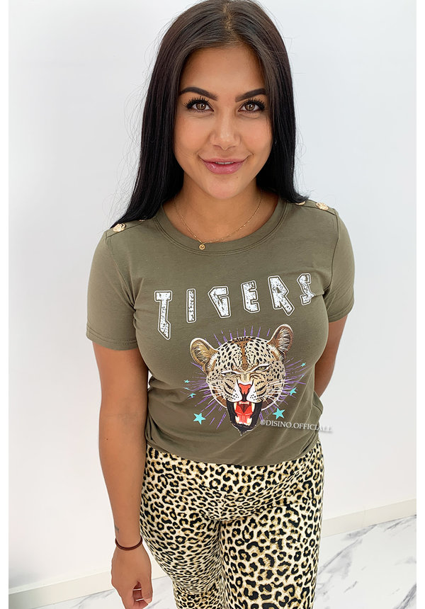 KHAKI GREEN - 'FUNKY TIGERS' - INSPIRED TEE