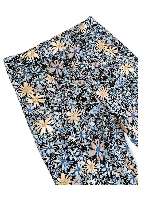 BLUE - 'MARIE' - ALL OVER FLORAL FLARED PANTS