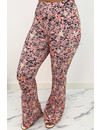 PINK - 'MARIE' - ALL OVER FLORAL FLARED PANTS