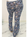 BLUE - 'MARIE' - ALL OVER FLORAL FLARED PANTS