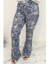 BLUE - 'MARIE' - ALL OVER FLORAL FLARED PANTS