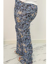 BLUE - 'MARIE' - ALL OVER FLORAL FLARED PANTS