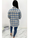 BLUE - 'CARESSA' - CHECKED OVERSIZED BLOUSE JACK