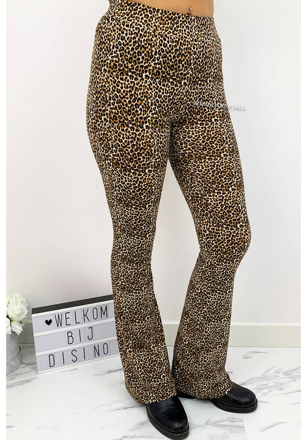 CAMEL - 'PHOEBE' - SOFT TOUCH LEOPARD FLARED PANTS