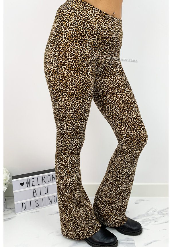 CAMEL - 'PHOEBE' - SOFT TOUCH LEOPARD FLARED PANTS