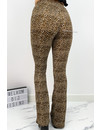 CAMEL - 'PHOEBE' - SOFT TOUCH LEOPARD FLARED PANTS