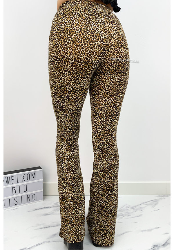 CAMEL - 'PHOEBE' - SOFT TOUCH LEOPARD FLARED PANTS