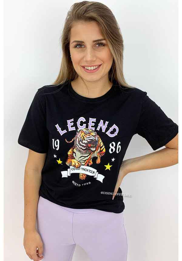 BLACK - 'LEGENDS' - OVERSIZED TIGER TEE