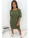 KHAKI GREEN - 'RIKKIE' - PREMIUM QUALITY OVERSIZED BASIC TEE DRESS