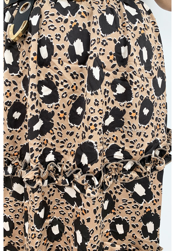 CAMEL - 'NATALIA' - LEOPARD PRINT MIDI RUFFLE SKIRT