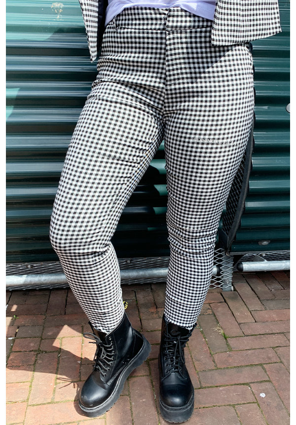 BLACK - 'RAQUEL PANTS' - PREMIUM QUALITY CHECKED PANTS