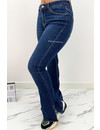 DARK BLUE - 'BILLIE SPLIT' - SUPER STRETCH DENIM FLARED PANTS WITH SIDE SPLIT