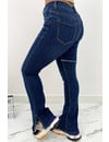 DARK BLUE - 'BILLIE SPLIT' - SUPER STRETCH DENIM FLARED PANTS WITH SIDE SPLIT