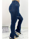 DARK BLUE - 'BILLIE SPLIT' - SUPER STRETCH DENIM FLARED PANTS WITH SIDE SPLIT