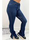 DARK BLUE - 'BILLIE SPLIT' - SUPER STRETCH DENIM FLARED PANTS WITH SIDE SPLIT