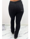 BLACK DENIM - 'BILLIE' - SUPER STRETCH DENIM FLARED PANTS - 079