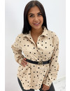 BEIGE - 'DEMI STARS' - OVERSIZED CORDUROY BLOUSE STAR PRINTED