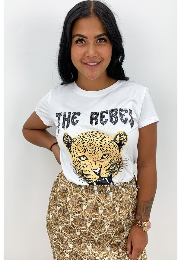 WHITE - 'THE REBEL' - INSPIRED LEO HEAD TEE