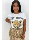 WHITE - 'THE REBEL' - INSPIRED LEO HEAD TEE