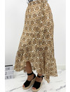 BEIGE - 'IVORY' - BOHO RUFFLE MAXI SKIRT PRAISLEY PRINT