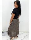 BLACK - 'IVORY' - GOLD EFFECT BOHO FLORAL RUFFLE MAXI SKIRT