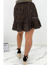 BLACK - 'CAITLIN' - LEOPARD PRINT PLISSE SKIRT