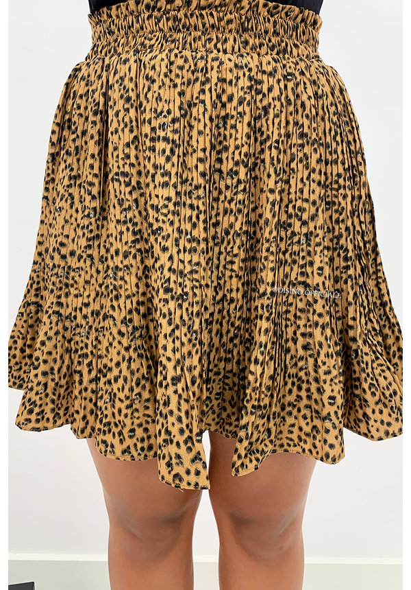 CAMEL - 'CAITLIN' - LEOPARD PRINT PLISSE SKIRT