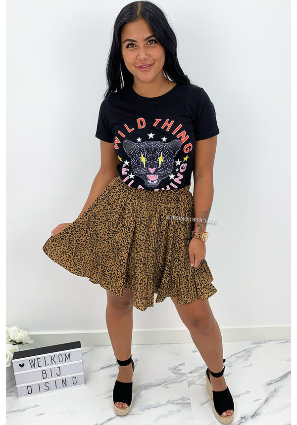 CAMEL - 'CAITLIN' - LEOPARD PRINT PLISSE SKIRT