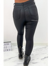 HELLO MISS - COATED BLACK - HIGH WAIST SKINNY JEANS - 007