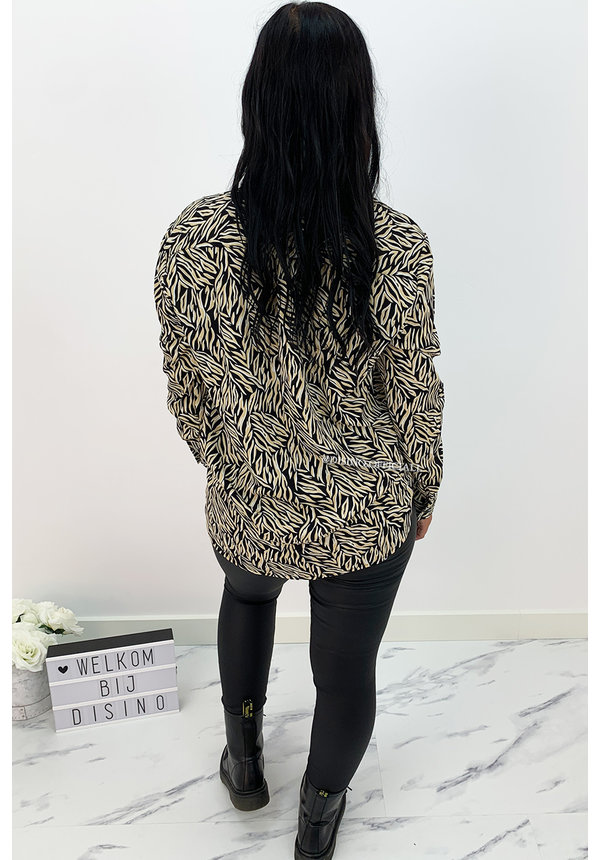 BLACK - 'SAMMY' - ZEBRA PRINT OVERSIZE BLOUSE