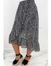 BLACK - 'MARA' - LEOPARD RUFFLE MAXI SKIRT