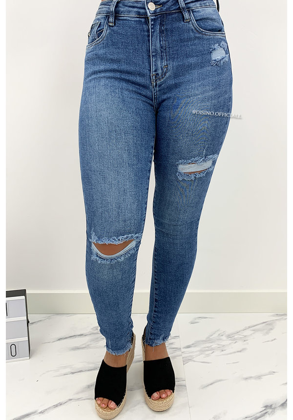 QUEEN HEARTS JEANS - BLUE - HIGH WAIST SKINNY JEANS - 828