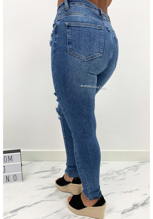 QUEEN HEARTS JEANS - BLUE - HIGH WAIST SKINNY JEANS - 828