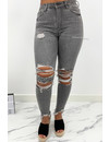 QUEEN HEARTS JEANS - GREY - HIGH WAIST RIPPED SKINNY JEANS - 847