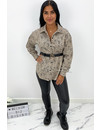 BEIGE - 'DEMI LEO' - OVERSIZED CORDUROY BLOUSE LEOPARD PRINTED