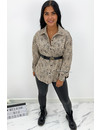 BEIGE - 'DEMI LEO' - OVERSIZED CORDUROY BLOUSE LEOPARD PRINTED