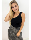 BLACK - 'KATE' - ONE SHOULDER SCALLOP TOP