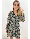 BLACK - 'MARIE SHORT' - FLORAL INSPIRED RUFFLE LONG SLEEVE DRESS