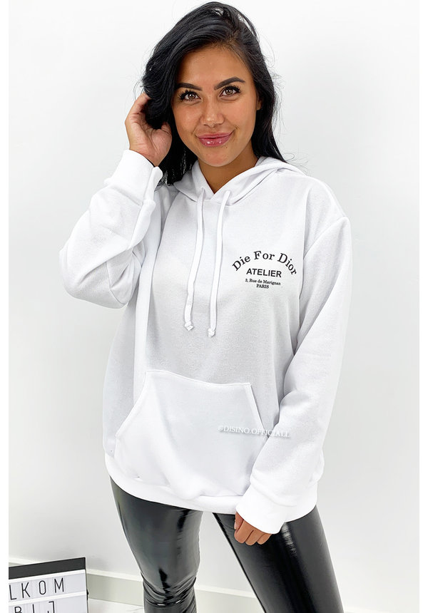 Hoelahoep Literaire kunsten Gebeurt WHITE - 'DIE FOR DIOR HOODIE' - SOFT TOUCH INSPIRED HOODIE - DISINO - Fashion Boutique Hoelahoep Literaire kunsten Gebeurt WHITE - 'DIE FOR DIOR HOODIE' - SOFT TOUCH INSPIRED HOODIE - DISINO - Fashion Boutique