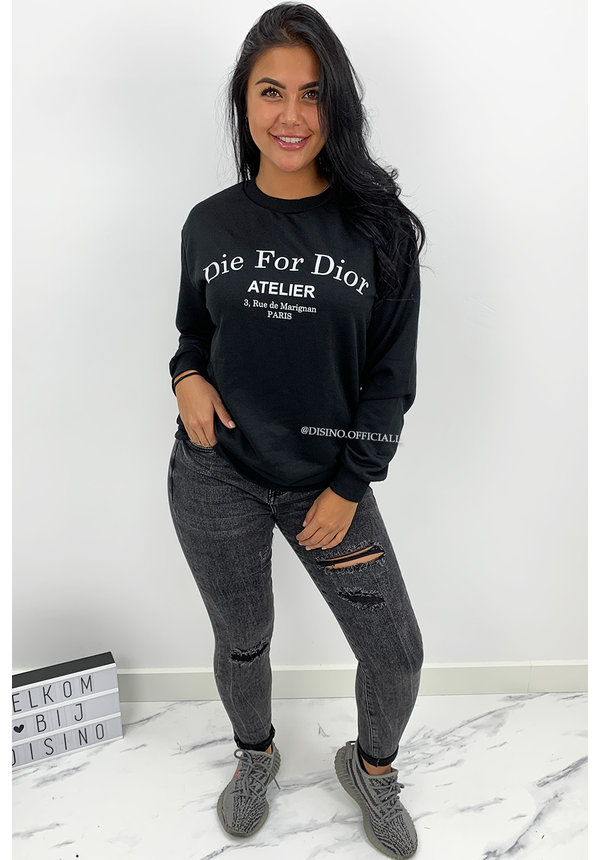 BLACK - 'DIE FOR DIOR SWEATER' - SOFT TOUCH INSPIRED LONG SLEEVE SWEATER