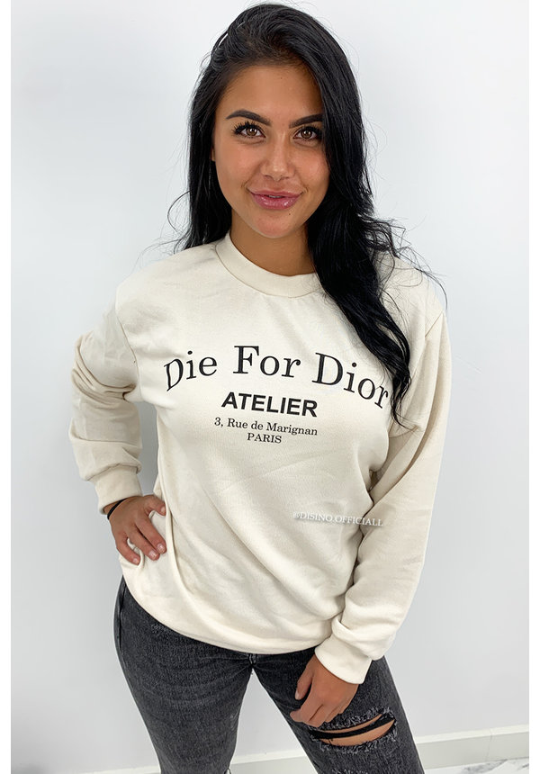 BEIGE - 'DIE FOR DIOR SWEATER' - SOFT TOUCH INSPIRED LONG SLEEVE SWEATER