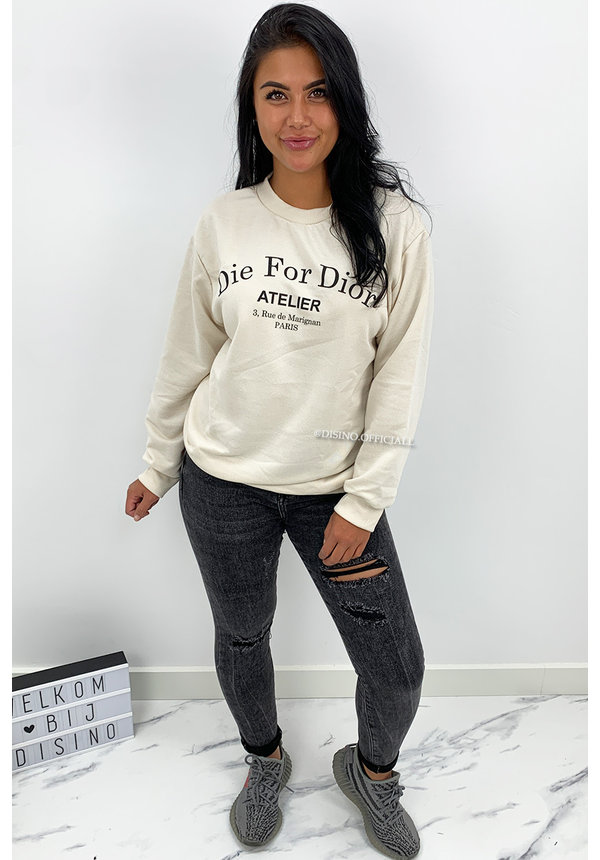 BEIGE - 'DIE FOR DIOR SWEATER' - SOFT TOUCH INSPIRED LONG SLEEVE SWEATER